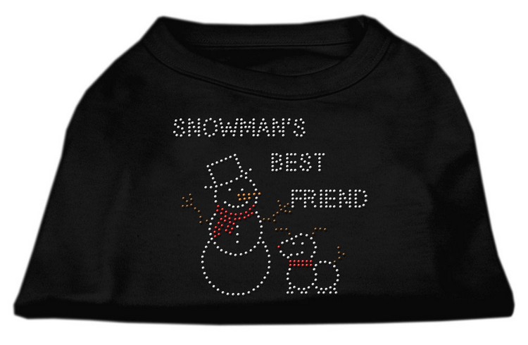 Snowman's Best Friend Rhinestone Shirt Black M